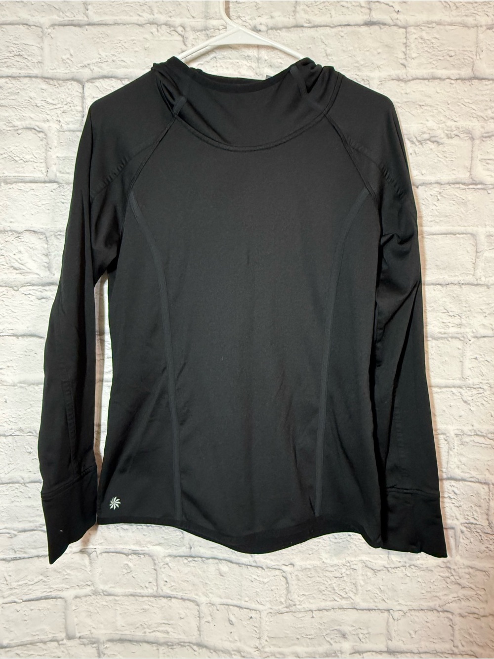 Athleta Black Long-Sleeve Active Hoodie Top, Medium